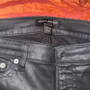 Banana Republic Women's Waxed Black Boot Cut Jeans